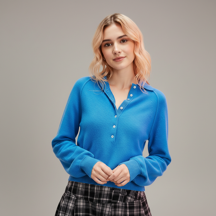 Vintage O-neck Pullover Sweater in  Blue