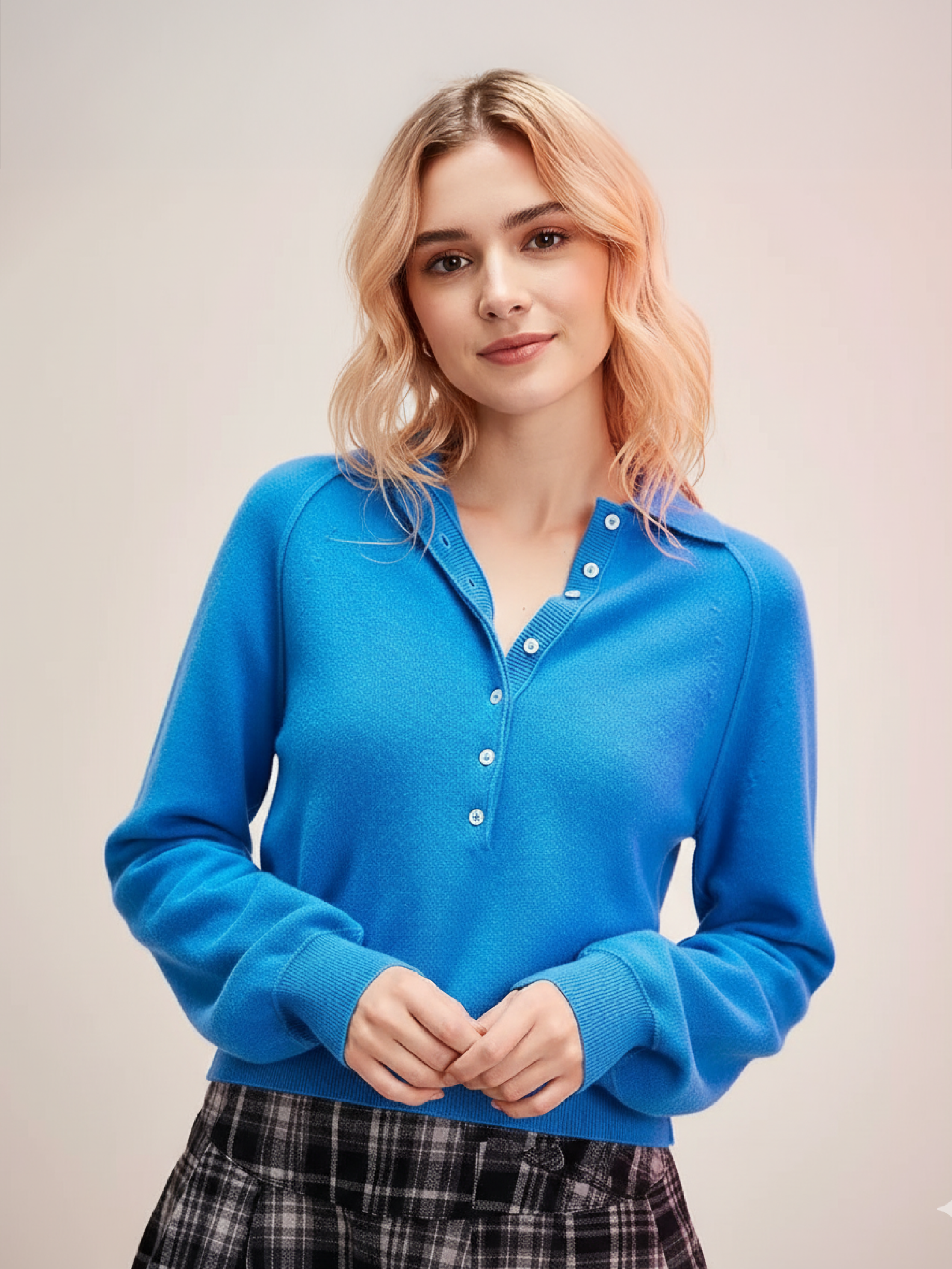 Vintage O-neck Pullover Sweater in  Blue
