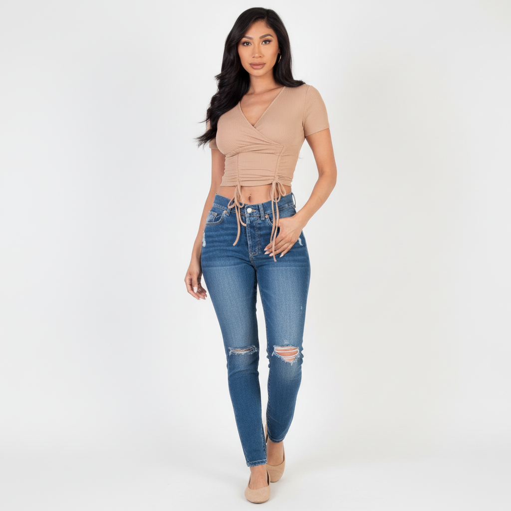 Chic Ribbed String Top