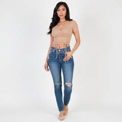 Chic Ribbed String Top