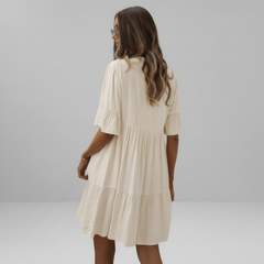Boho Flounce Tie Neck Dress