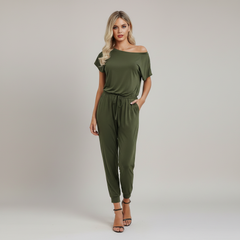 Slant Shoulder Jumpsuit