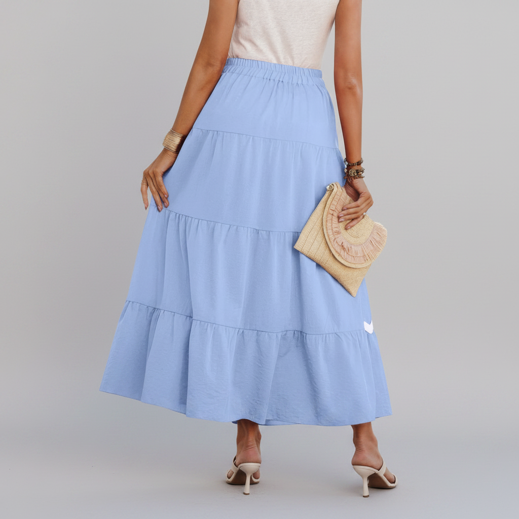 Waves Print Pleated Skirt