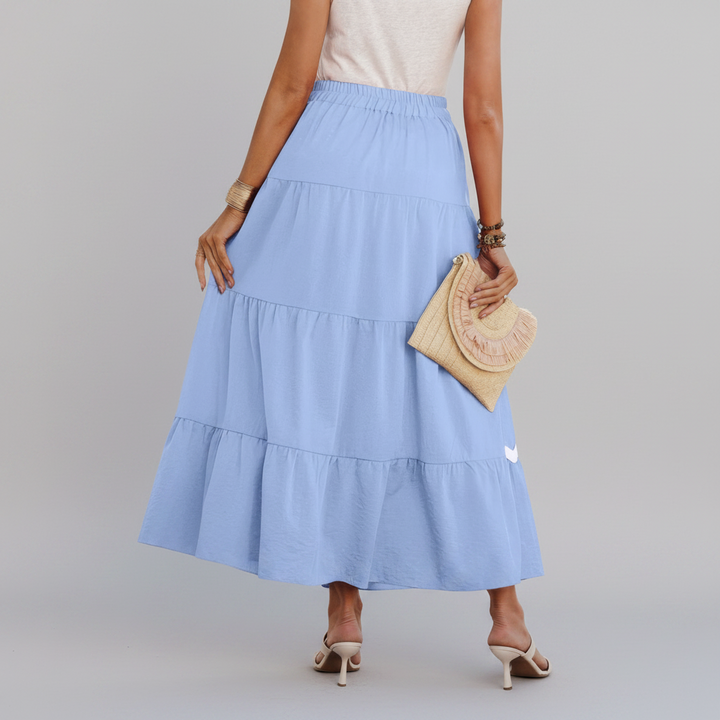 Waves Print Pleated Skirt