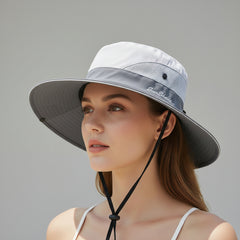 Wide Brim Sun Bucket Hat For Women -Grey Frost