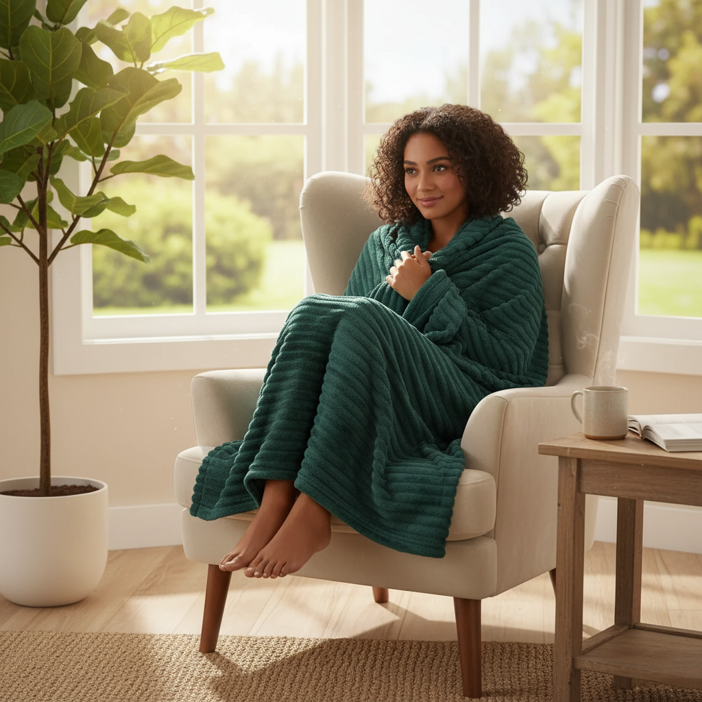 Woman in a Teal Blanket