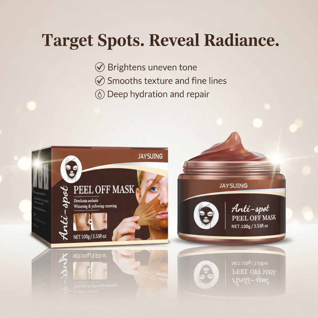 Anti Spot Peel-Off Mask with natural plant extract formula in sleek packaging on white surface