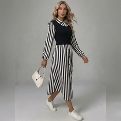 Striped Layred Midi Dress - close-up