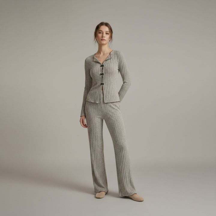 Ribbed Knit Pajama Set - detail view