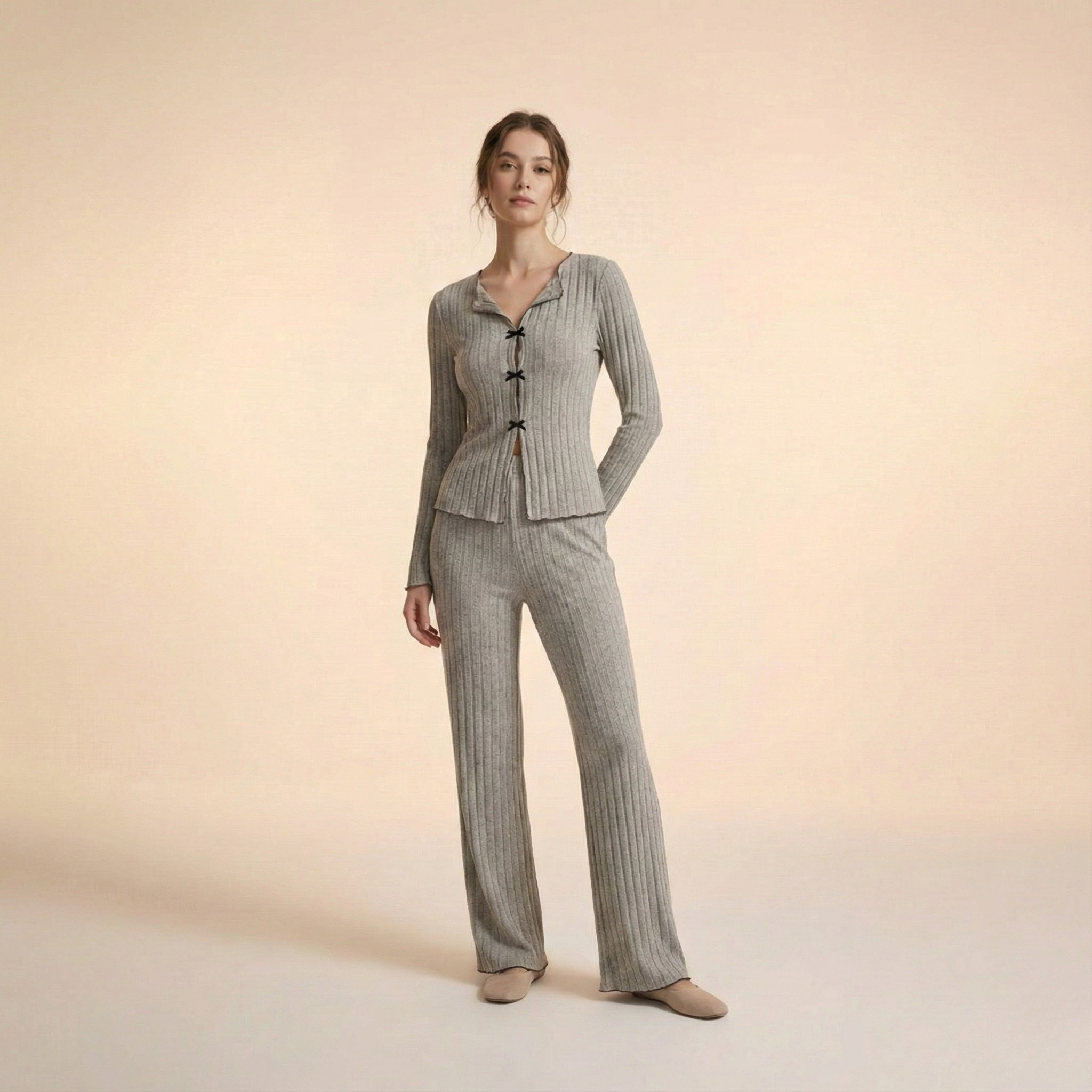 Ribbed Knit Pajama Set