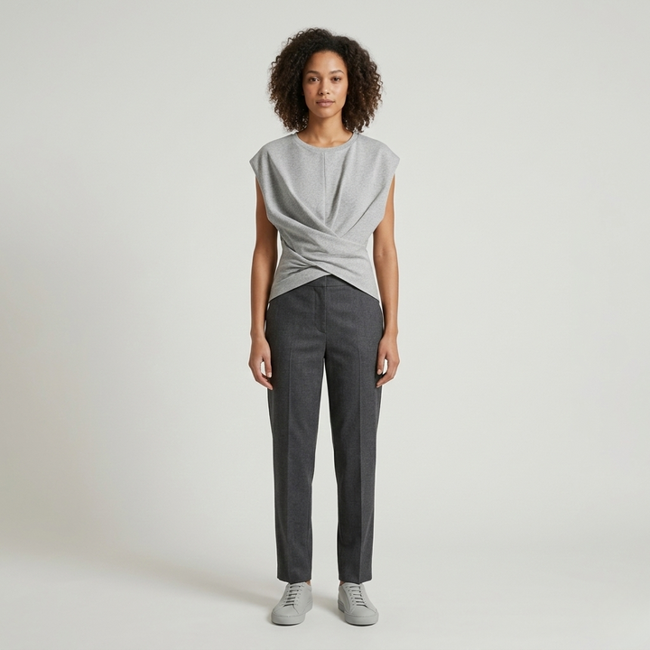 Ruched Back Tie Knit Top