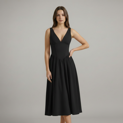 Women’s Deep V-Neck Midi Tank Dress - side view