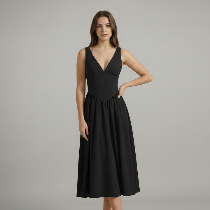 Women’s Deep V-Neck Midi Tank Dress - side view