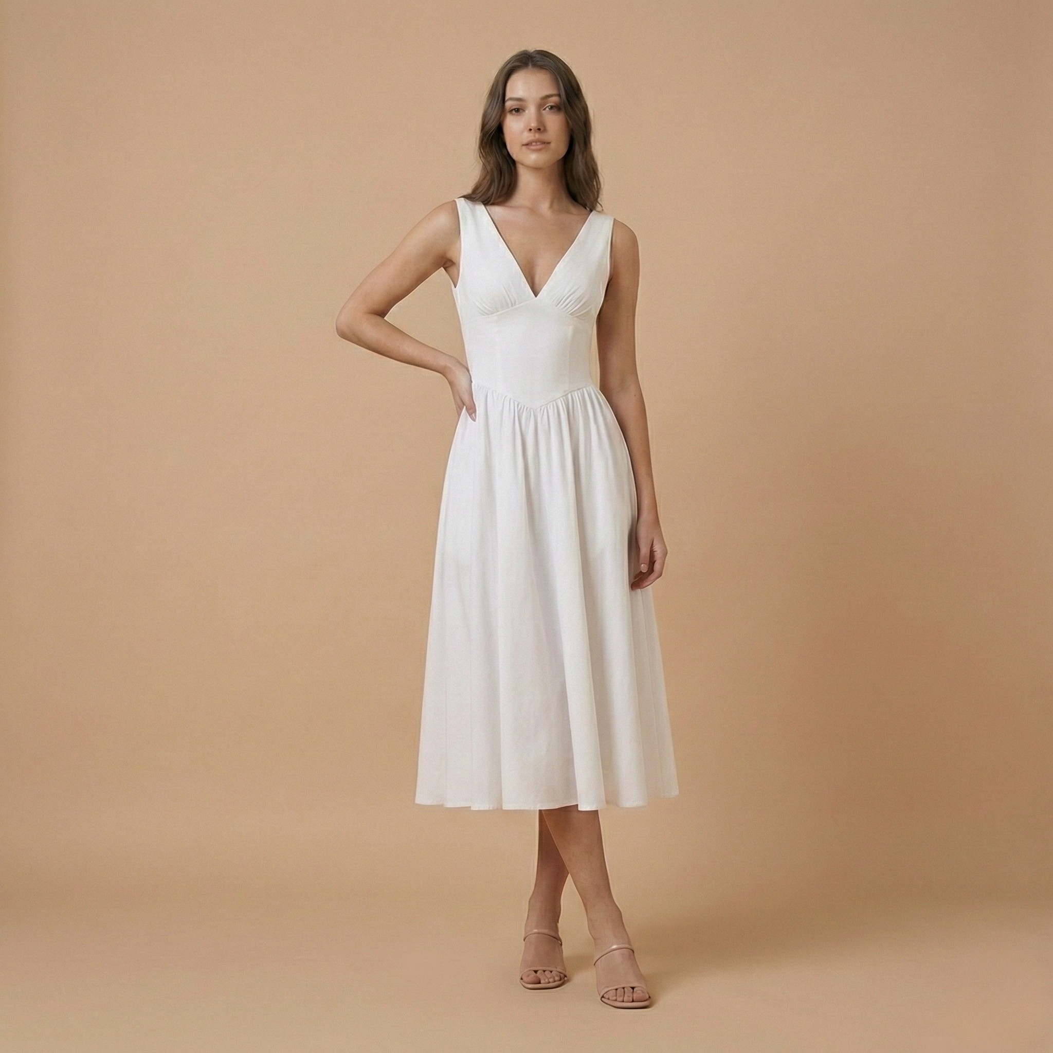 Women’s Deep V-Neck Midi Tank Dress