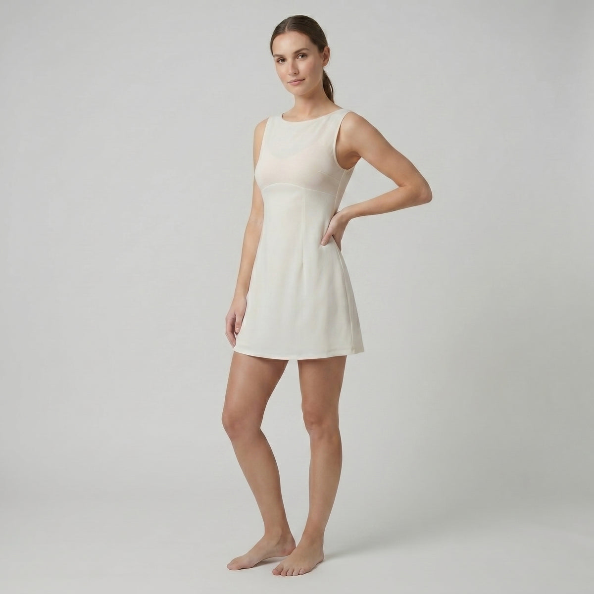 Boat Neck A-Line Mini Dress
