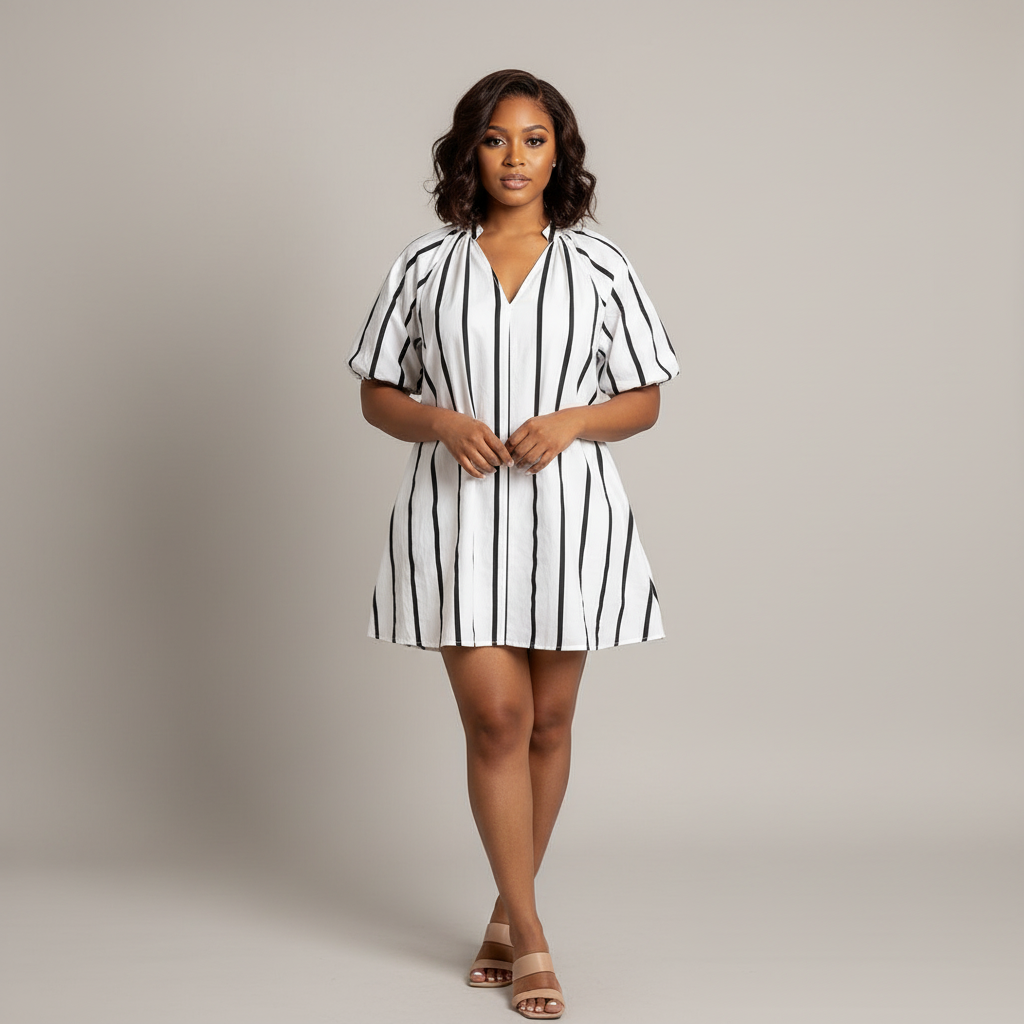 Striped Puff Sleeve Dress