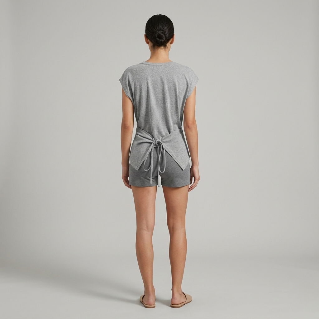 Ruched Back Tie Knit Top