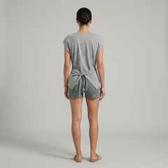 Ruched Back Tie Knit Top