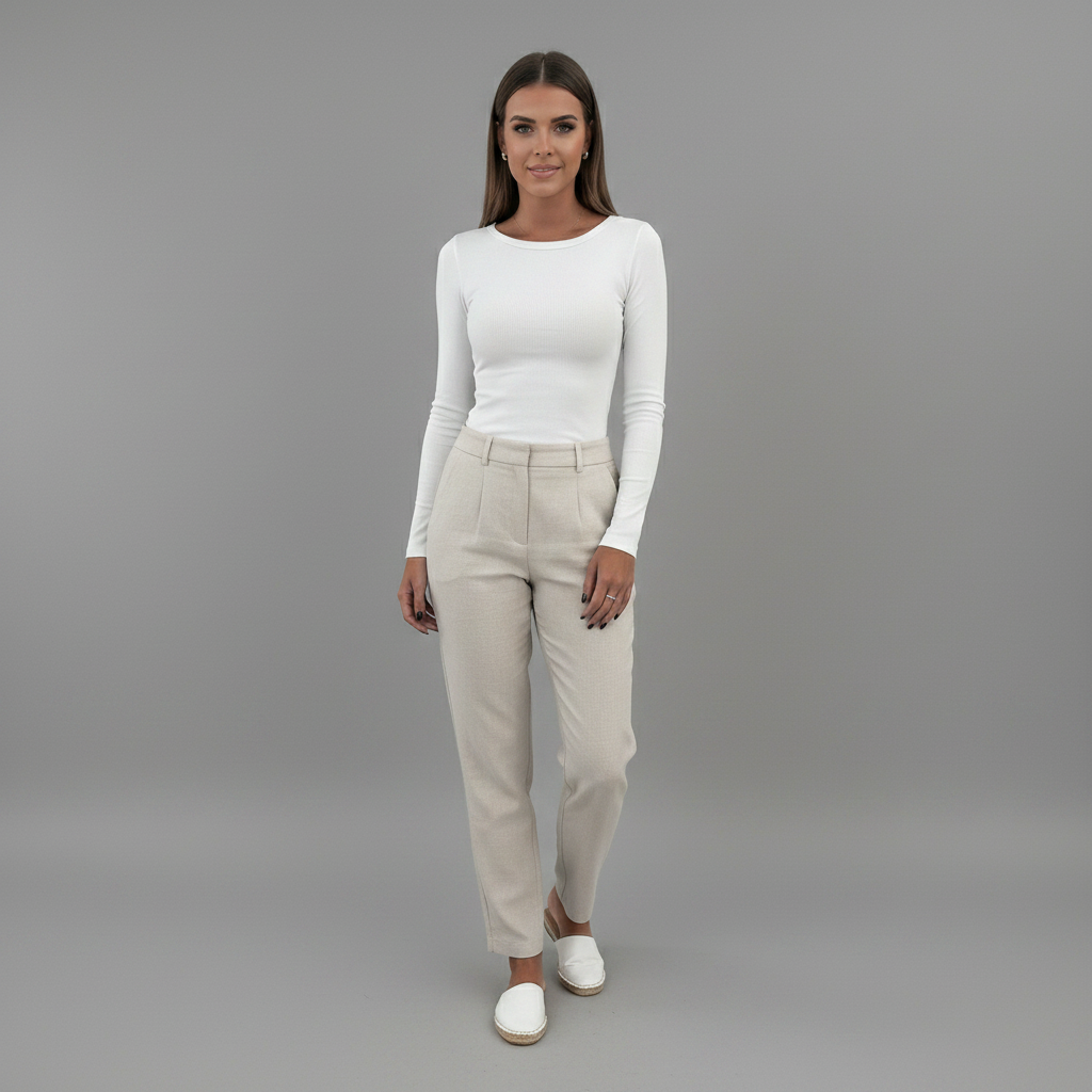 Long Sleeve Crew Neck Ribbed Top - side view