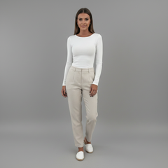 Long Sleeve Crew Neck Ribbed Top - side view