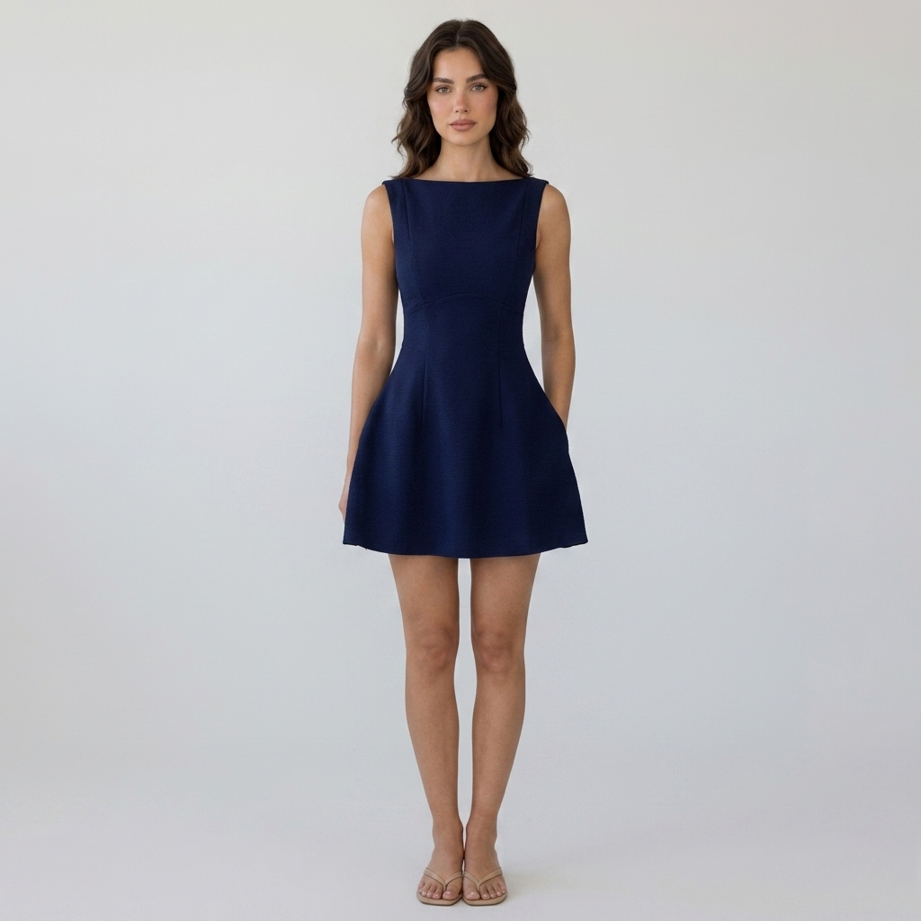 Boat Neck A-Line Mini Dress Structured Fit | Mavena & Co Mavena Co. Boat Neck A-Line Mini Dress Structured Fit | Mavena & Co Mavena Co.