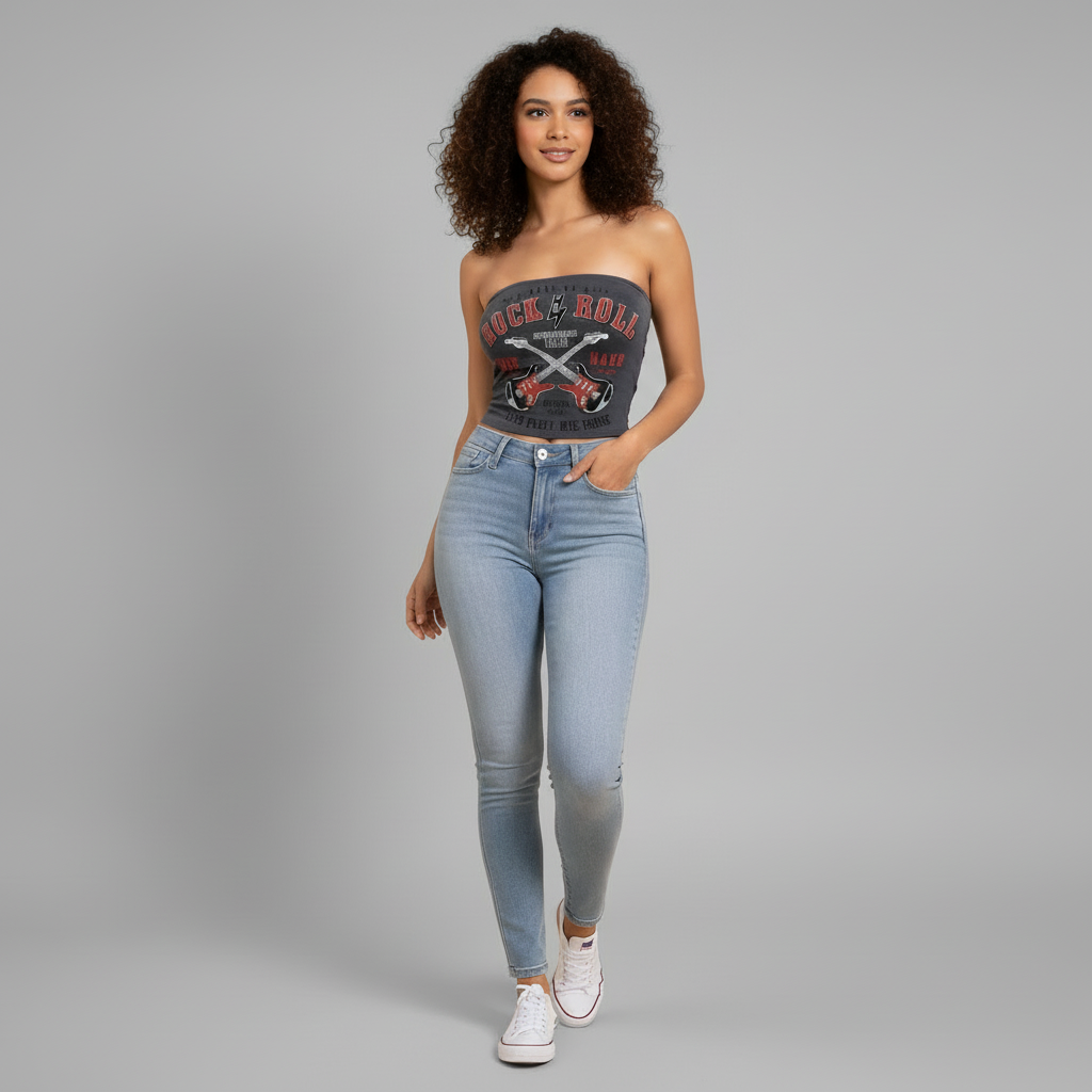 Rock & Roll Tube Top - Close Up Detail | Mavena Co