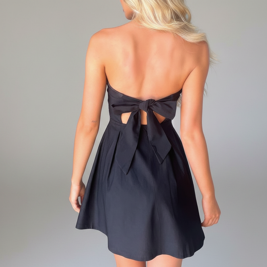 Knot Back Pleated Mini Dress