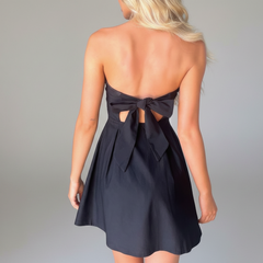 Knot Back Pleated Mini Dress