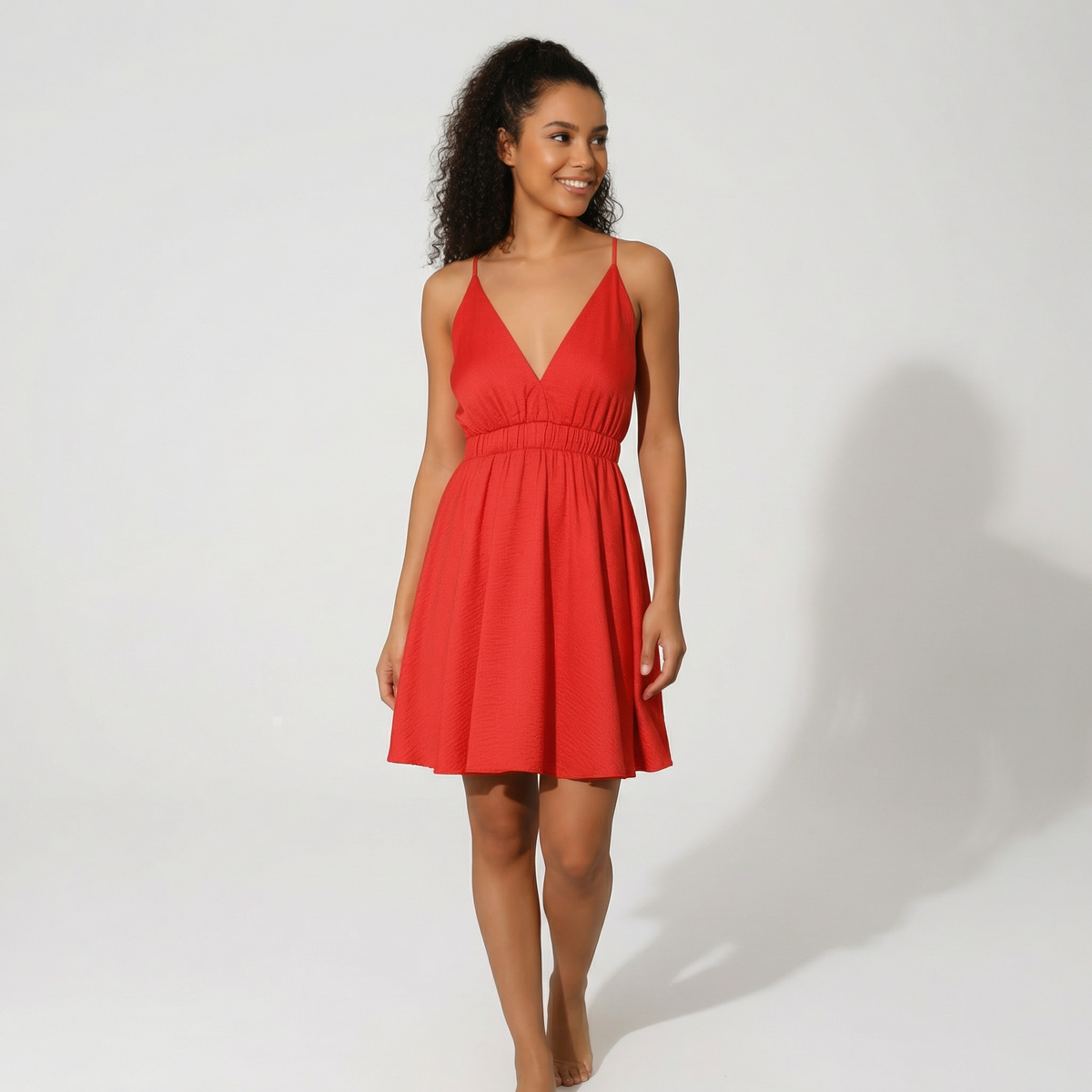 Satin Crepe Skater Dress - side view