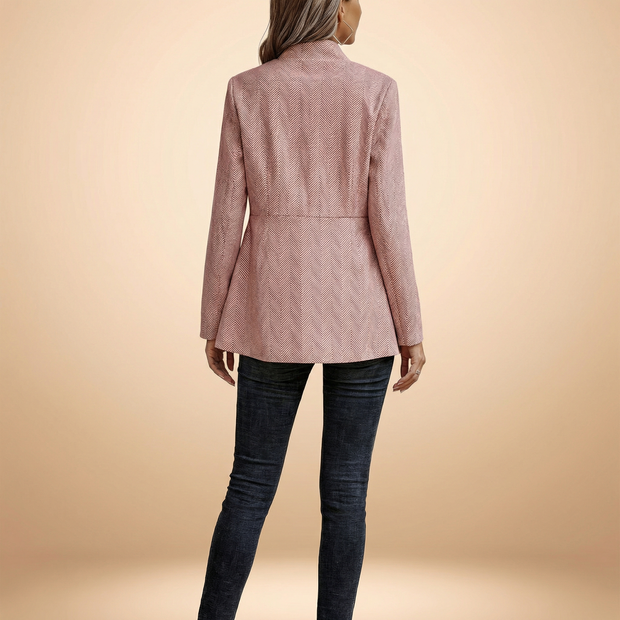 Solid Pocket Long Sleeve Elegant Wool Coat - fabric detail