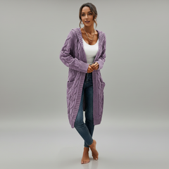 Knitted Long Cardigan Sweater - front view