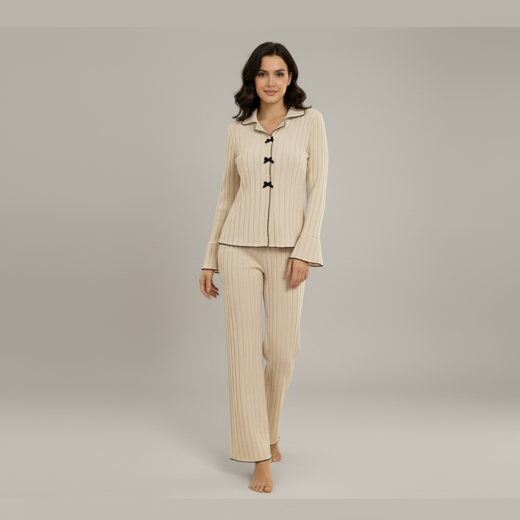 Ribbed Knit Pajama Set - back view