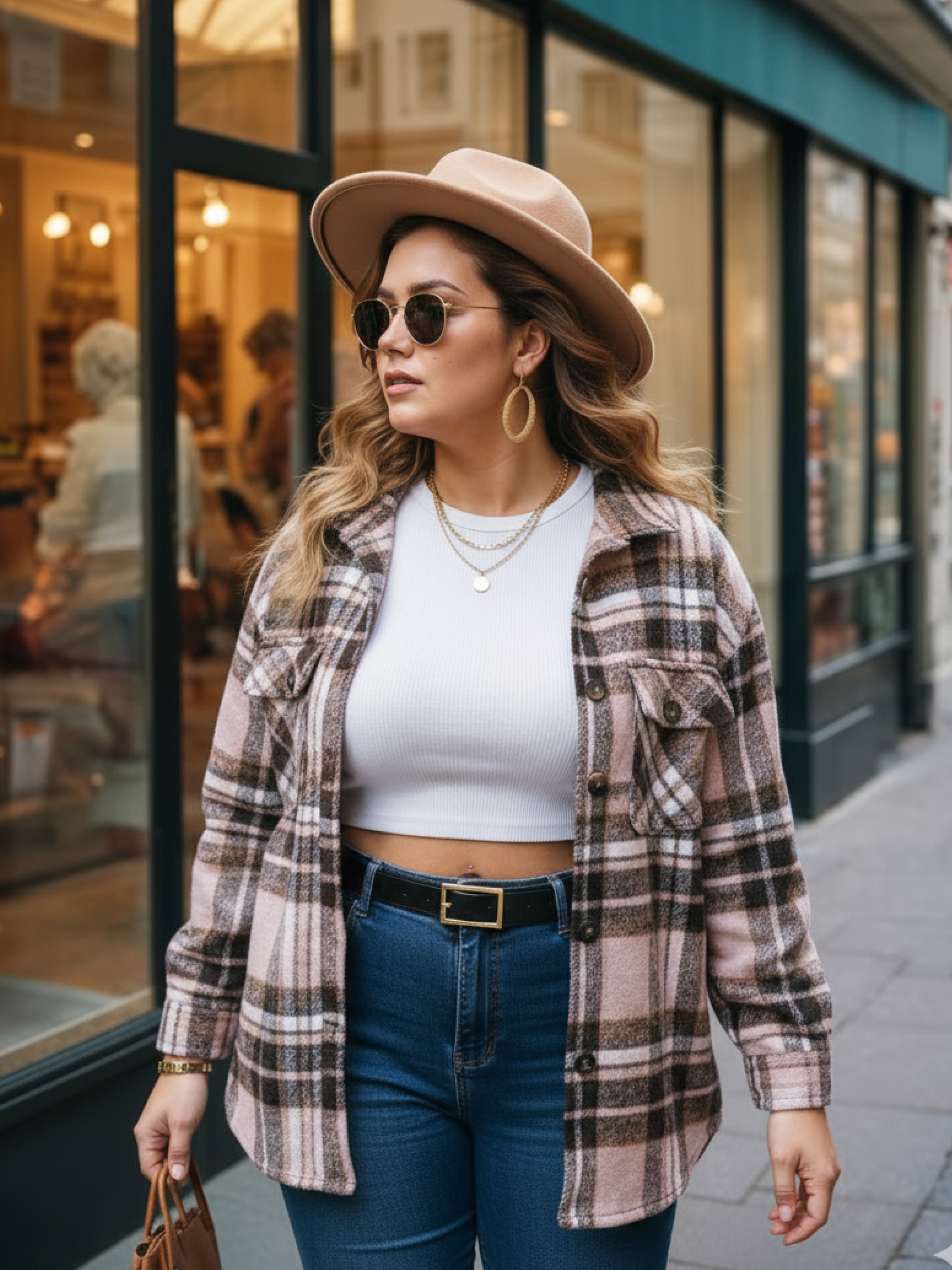 plaid shacket women