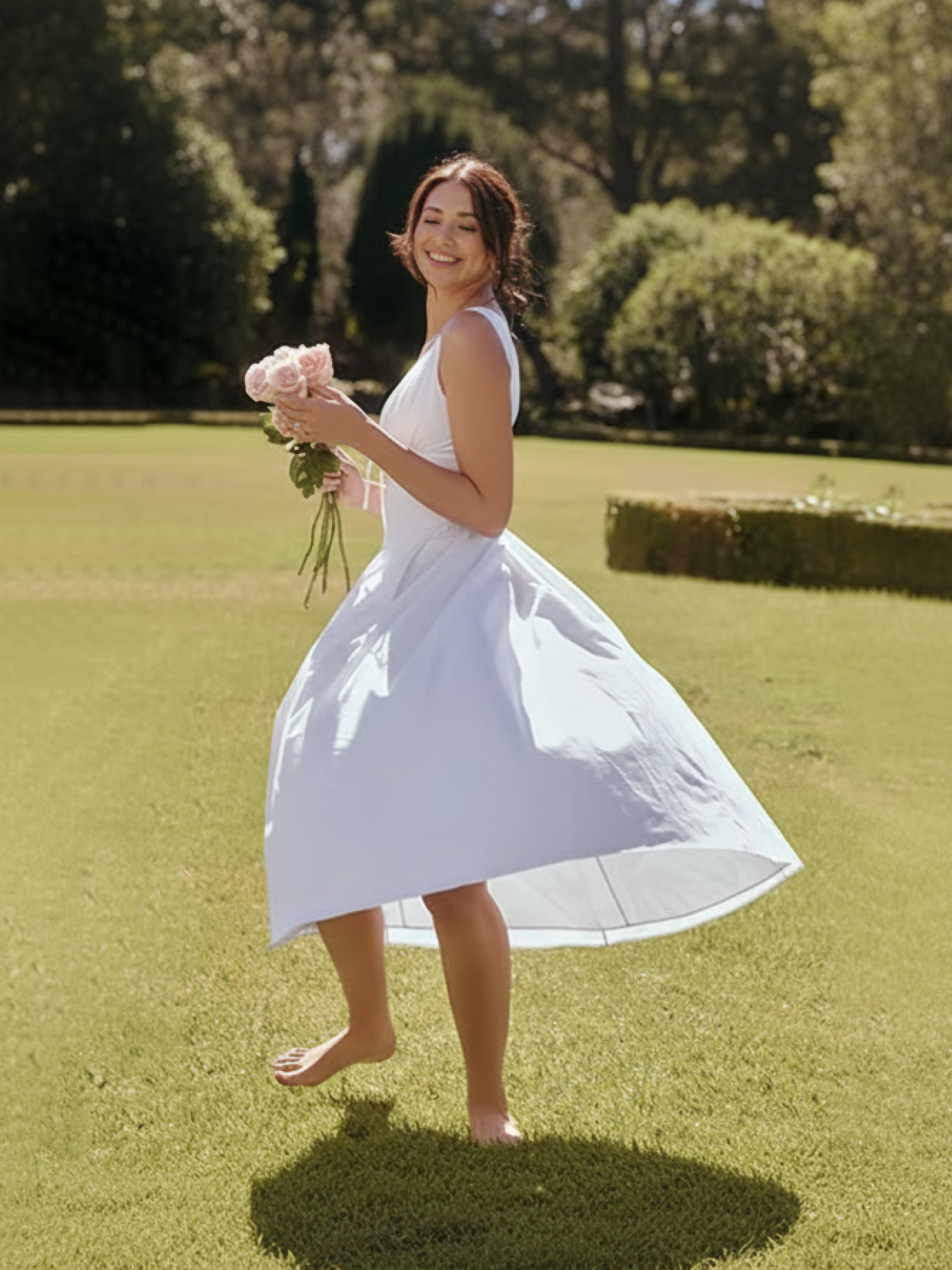 white deep v neck midi dress