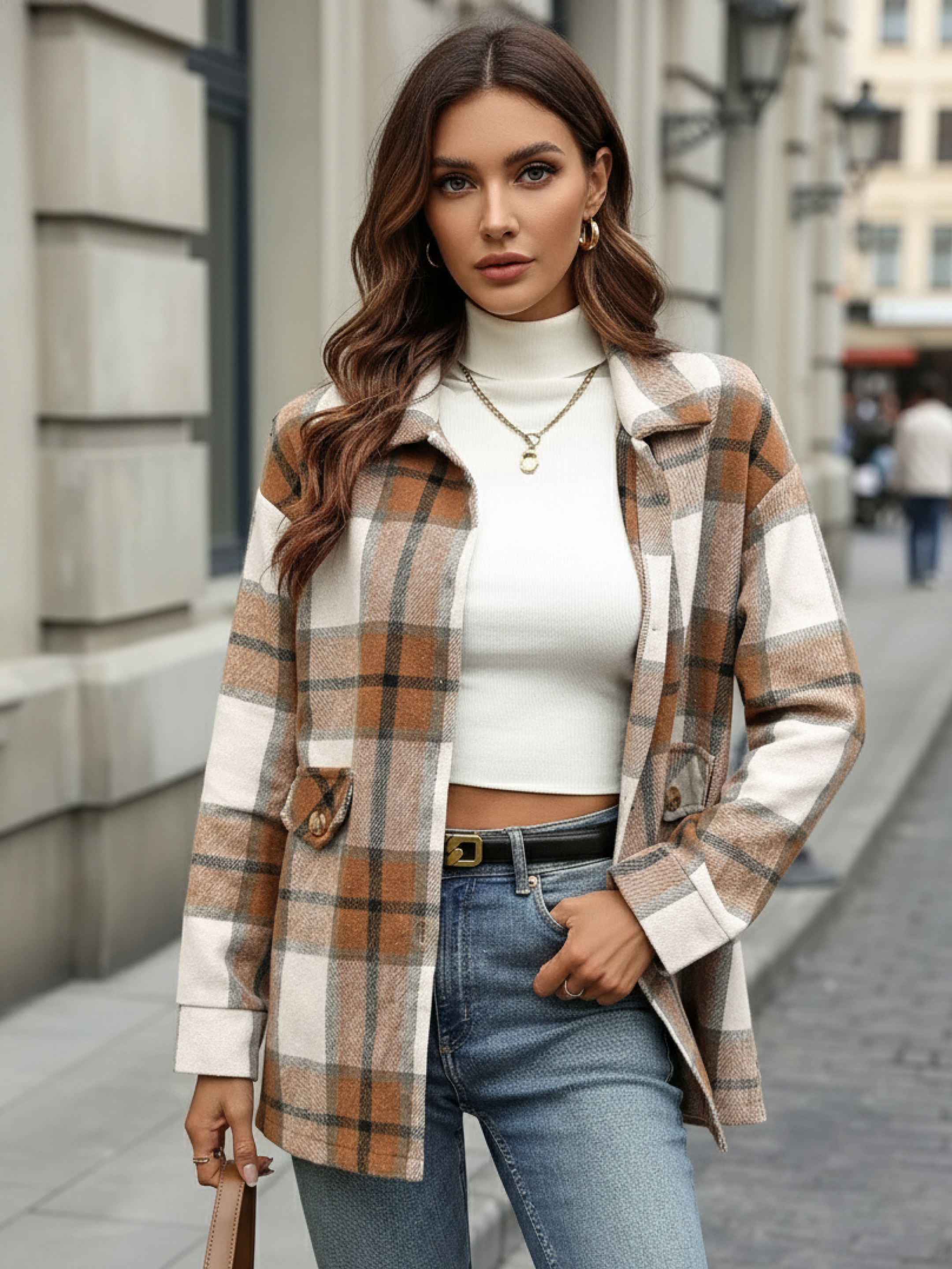 women plaid coat